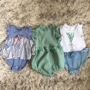 3 summer rompers 3-6 months